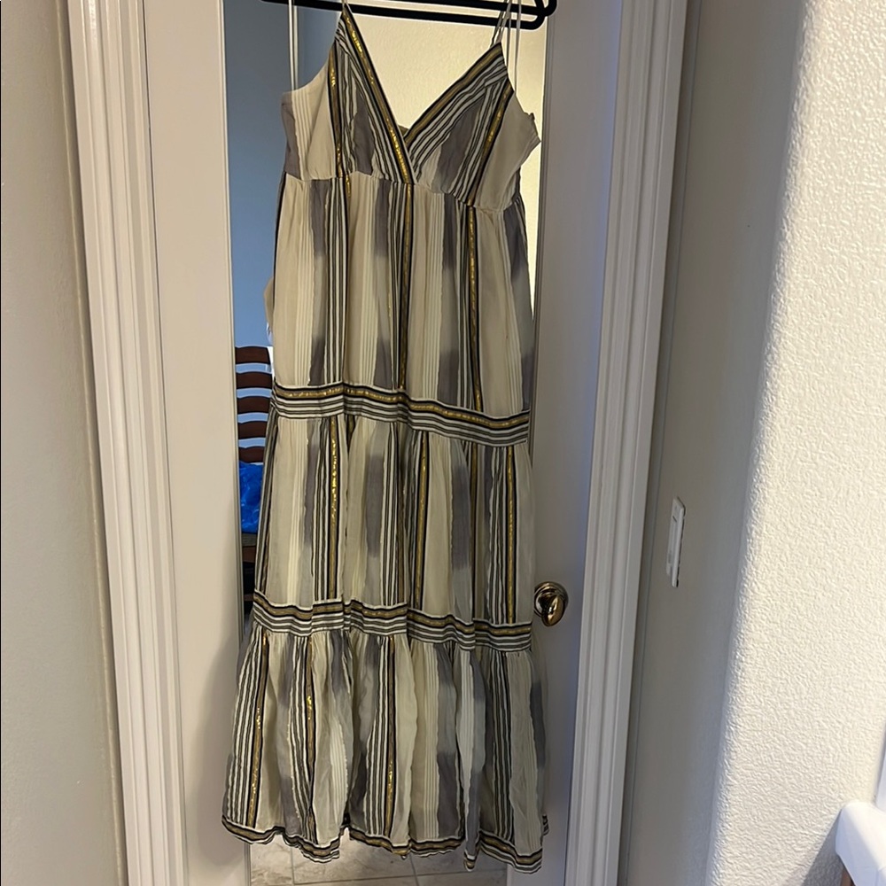 Banana Republic Black and White Striped Maxi Dress